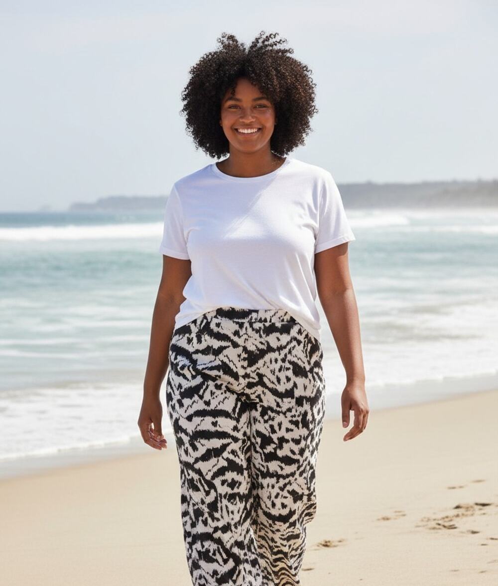 NEW Old Navy Pants Womens XXL Black White Animal Print Cropped Wide Leg Summer